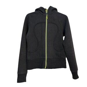 Lululemon Women’s Zip Up Hooded Heavy Scuba Jacket Gray/Green Logo Size 6